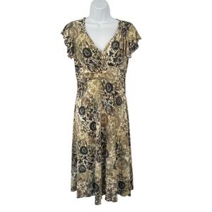 Christopher & Banks Dark Floral Y2K Forest Fairy Midi Babydoll Dress Women Small